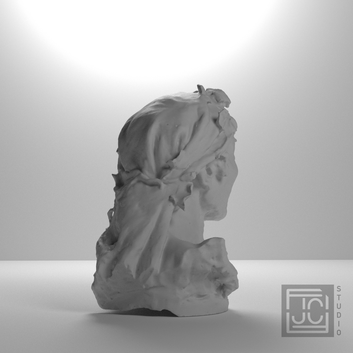La Tradicio Elderly Woman Bust after Agusti Querol, studio 135 degree view
