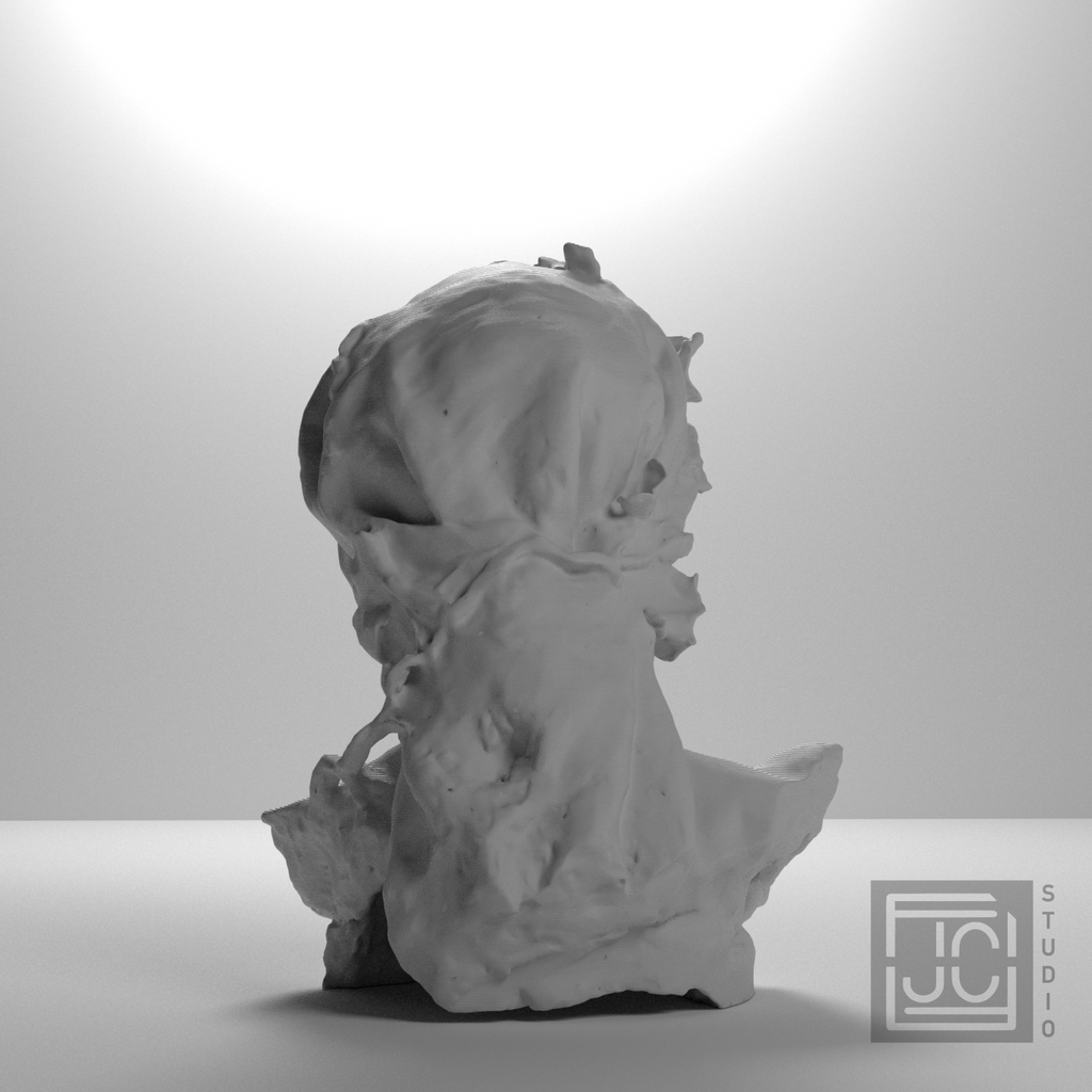 La Tradicio Elderly Woman Bust after Agusti Querol, studio 180 degree view