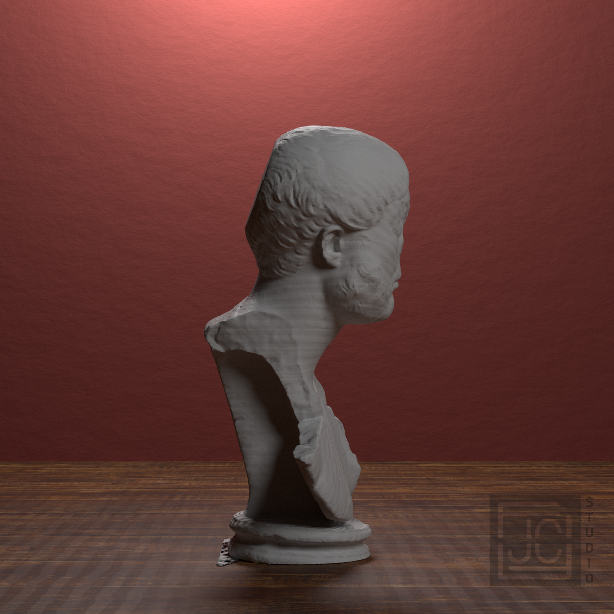 Roman Male Bust from Tarraco, MNAT45593, library 90 degree view