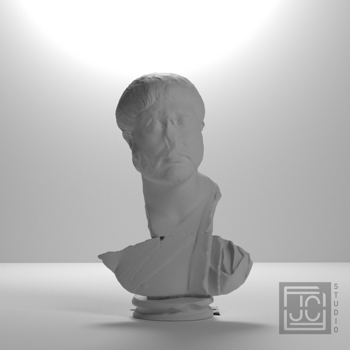 Roman Male Bust from Tarraco, MNAT45593, studio 0 degree view