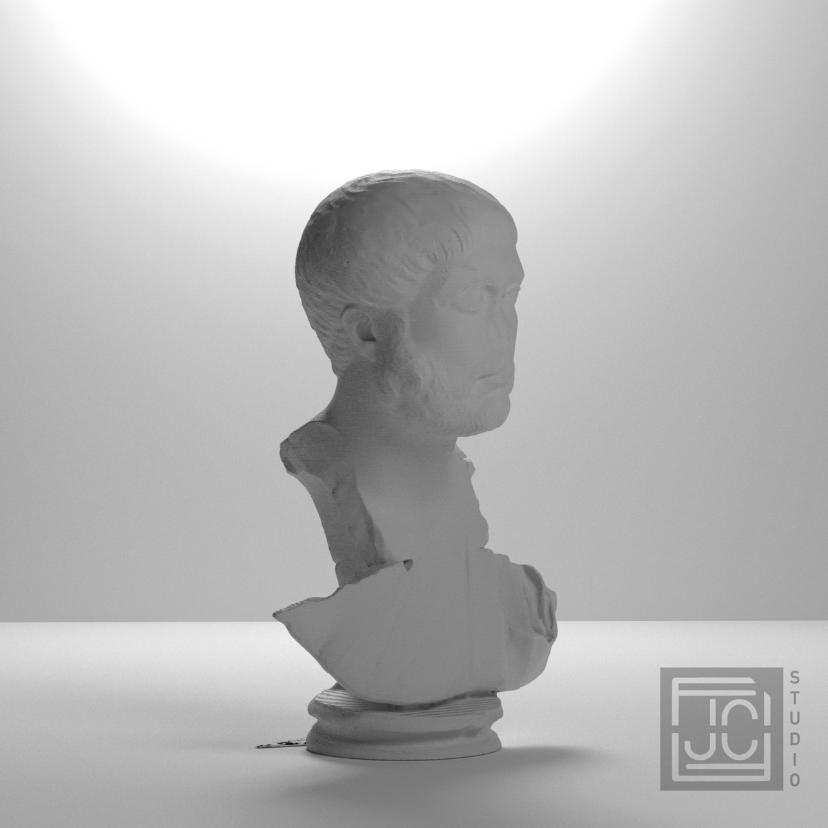 Roman Male Bust from Tarraco, MNAT45593, studio 45 degree view