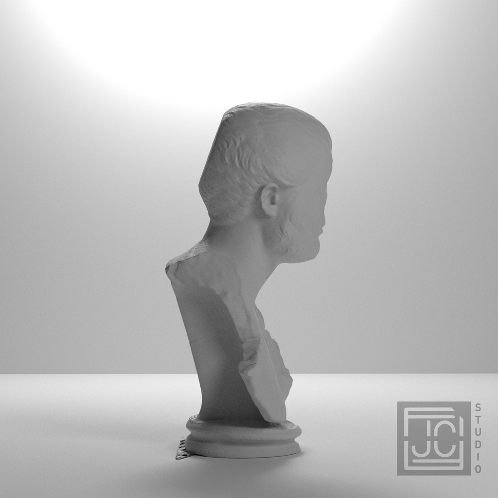 Roman Male Bust from Tarraco, MNAT45593, studio 90 degree view