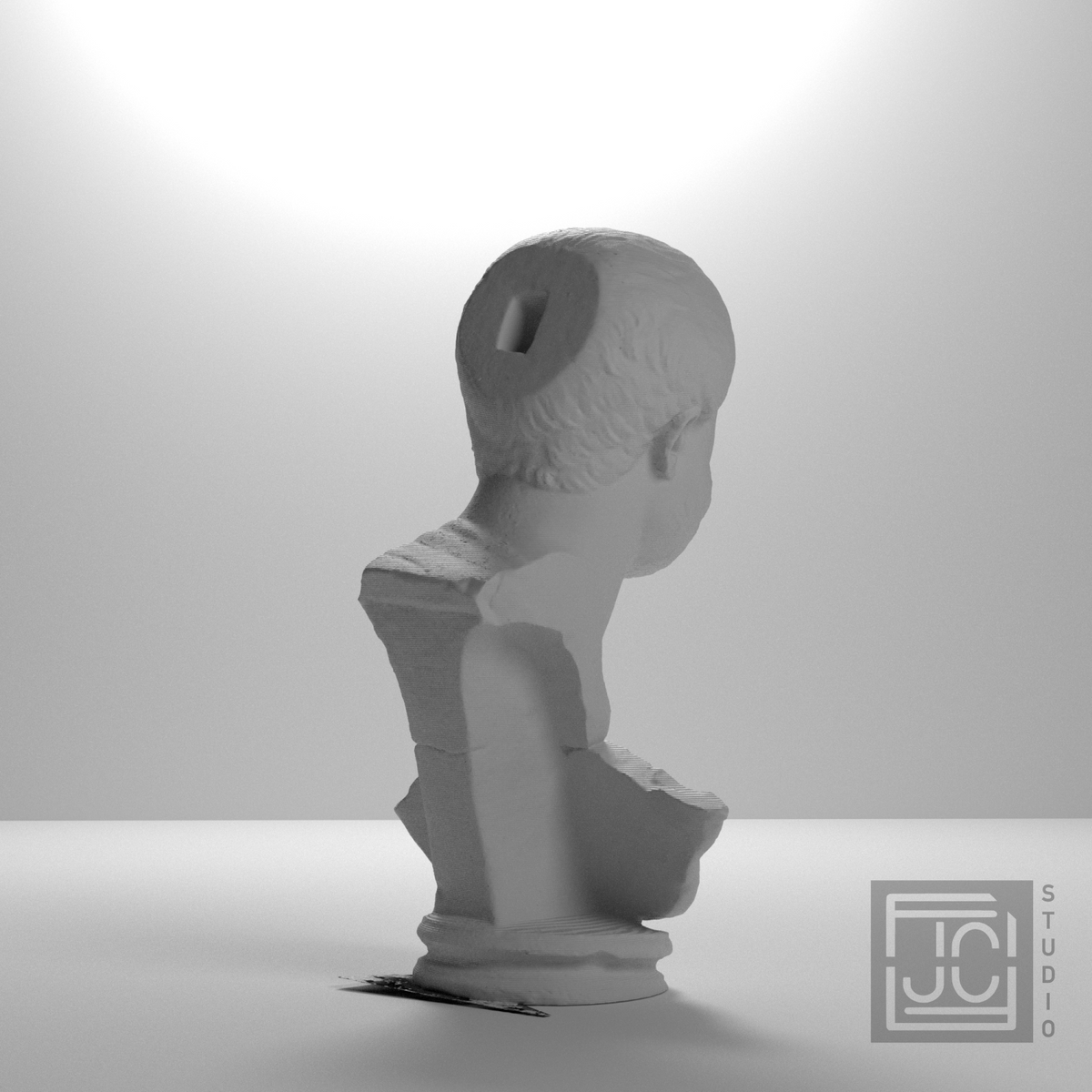 Roman Male Bust from Tarraco, MNAT45593, studio 135 degree view