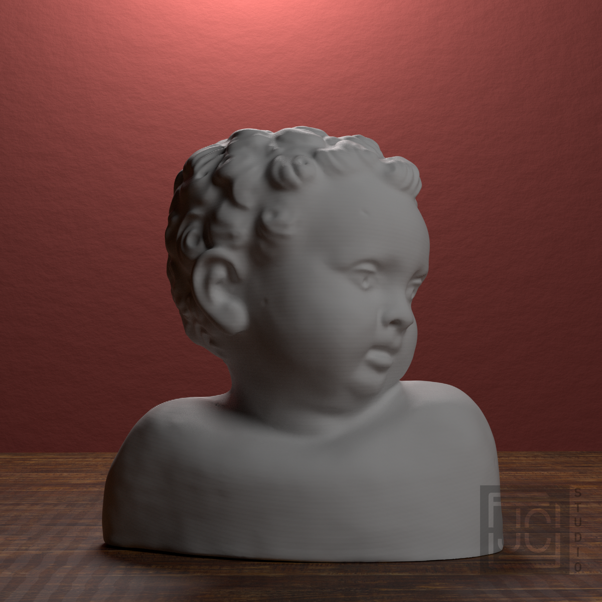 Historic Child Bust after the Hunt Museum, library 0 degree view