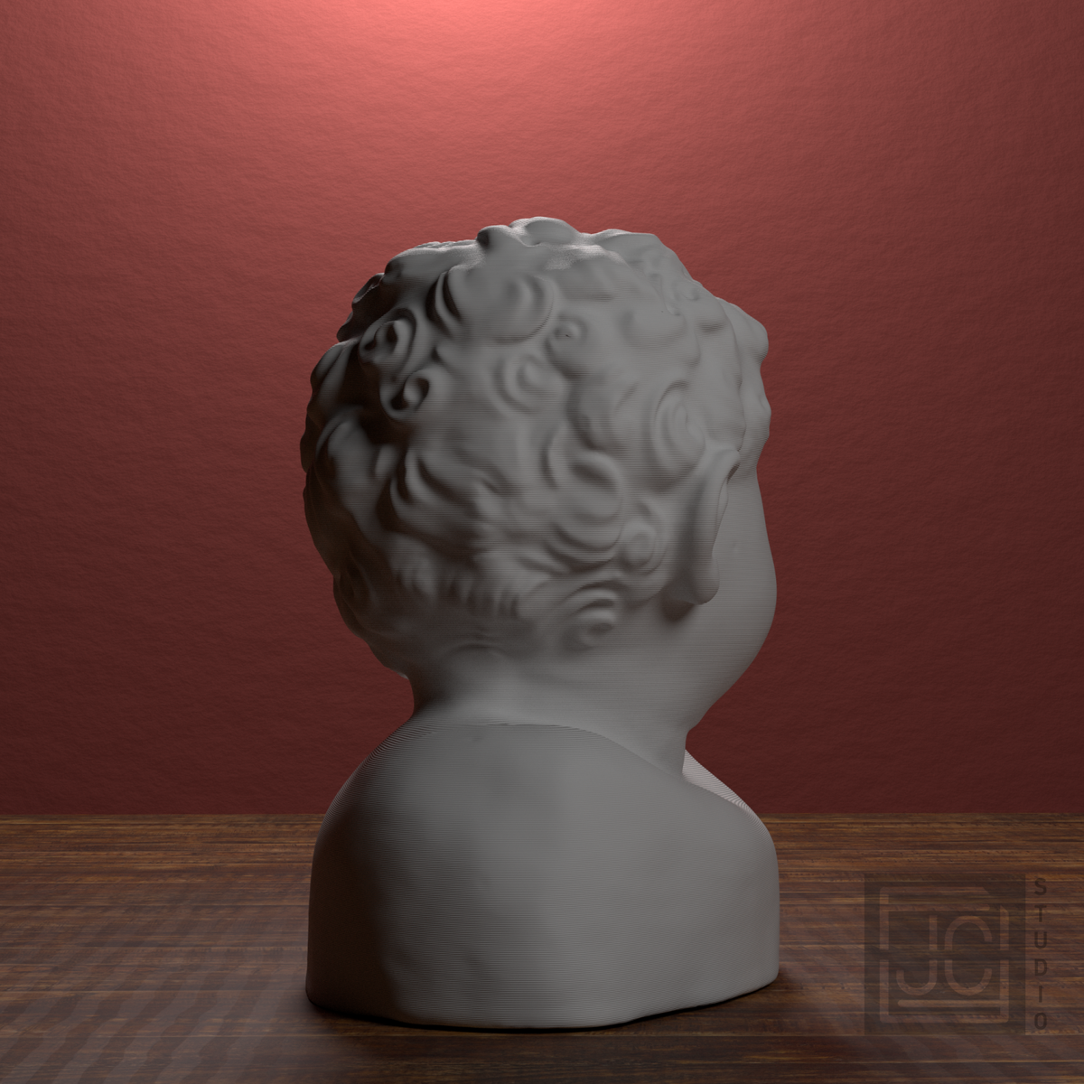 Historic Child Bust after the Hunt Museum, library 90 degree view