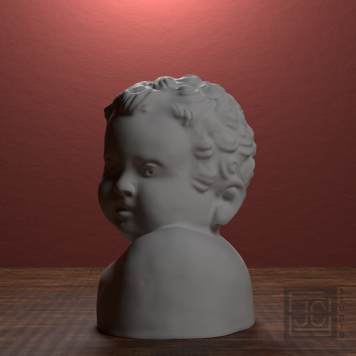 Historic Child Bust after the Hunt Museum, library 270 degree view