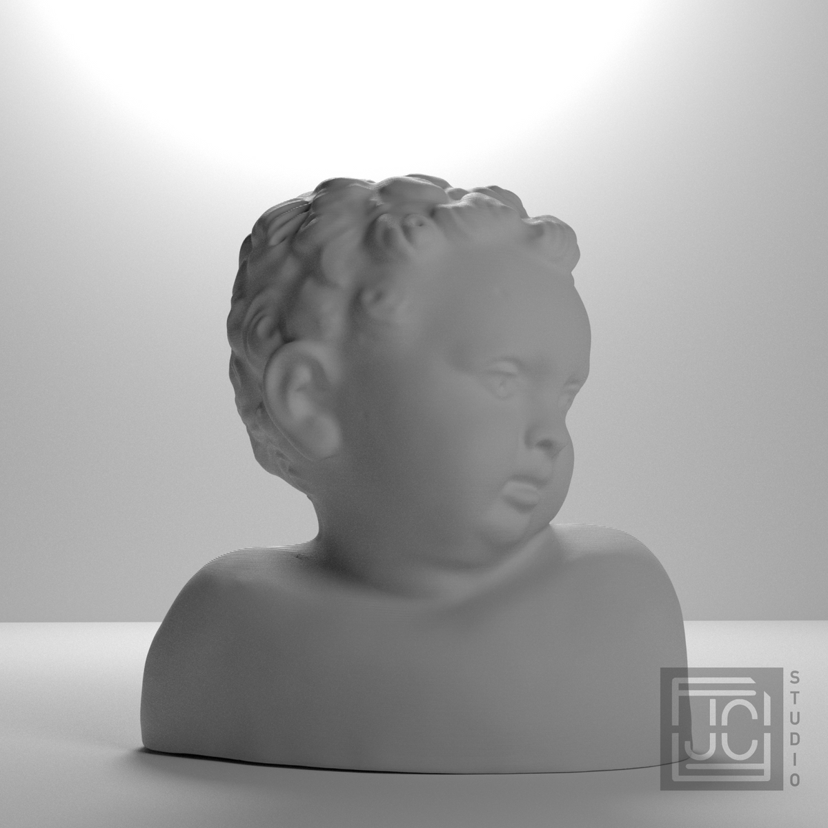Historic Child Bust after the Hunt Museum, studio 0 degree view