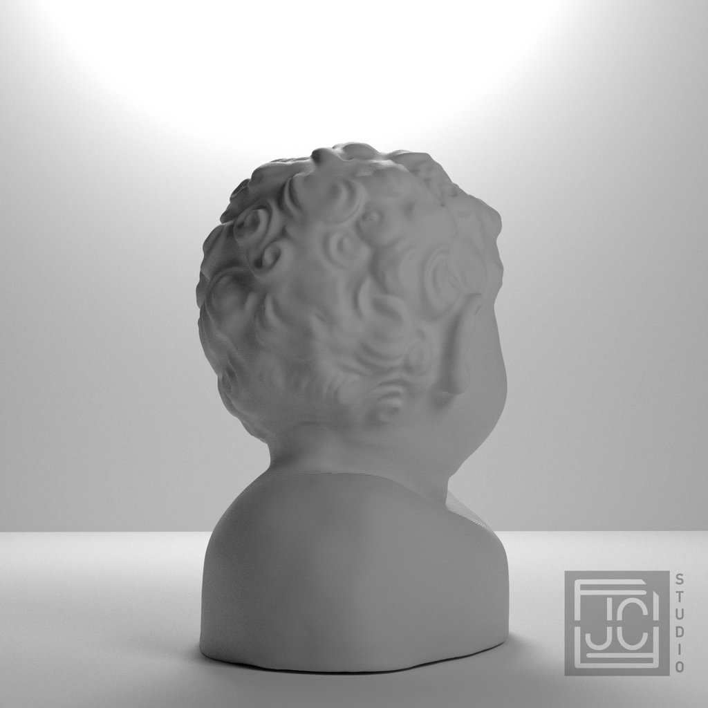 Historic Child Bust after the Hunt Museum, studio 90 degree view