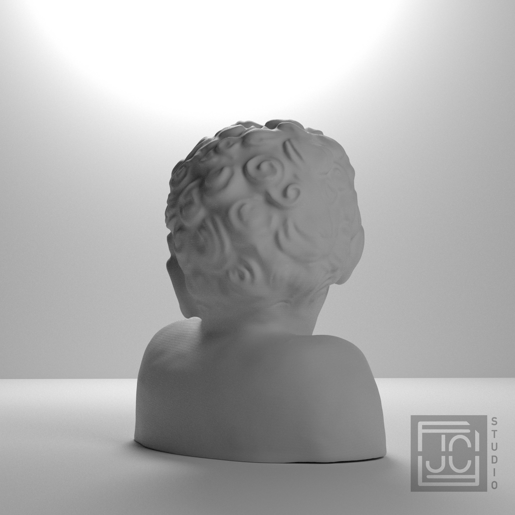 Historic Child Bust after the Hunt Museum, studio 135 degree view