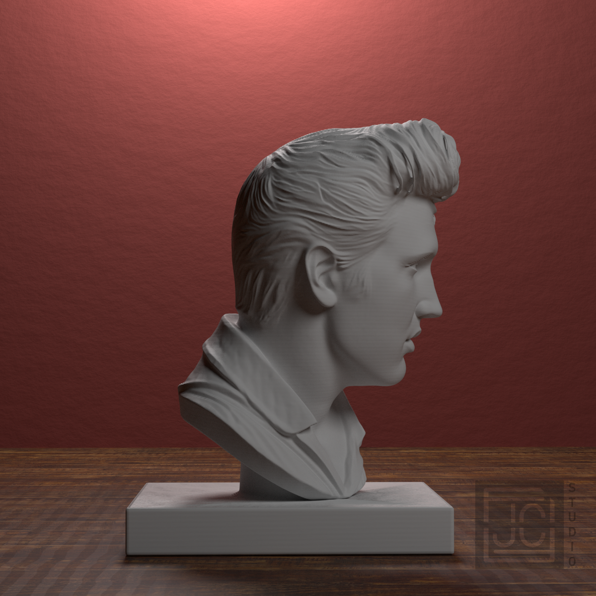 Elvis Presley Bust, library 90 degree view