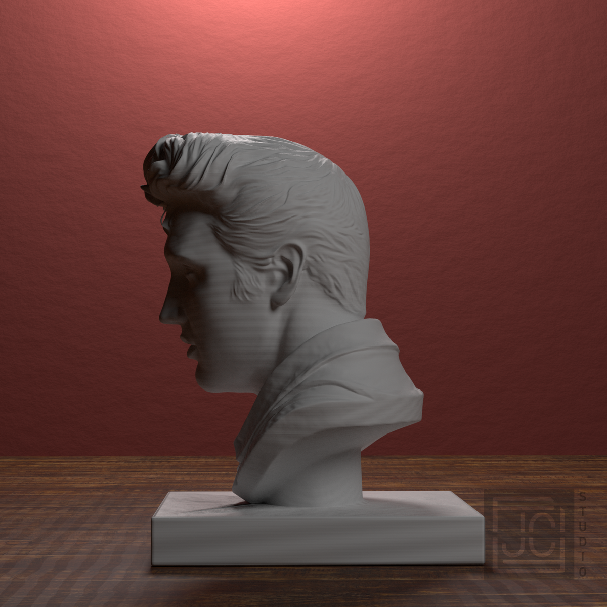 Elvis Presley Bust, library 270 degree view