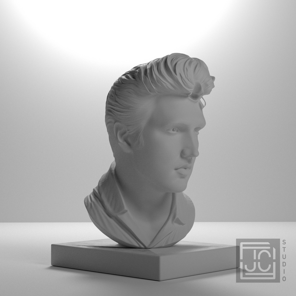 Elvis Presley Bust, studio 45 degree view