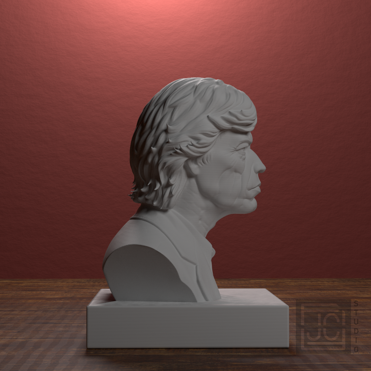Mick Jagger Bust, library 90 degree view