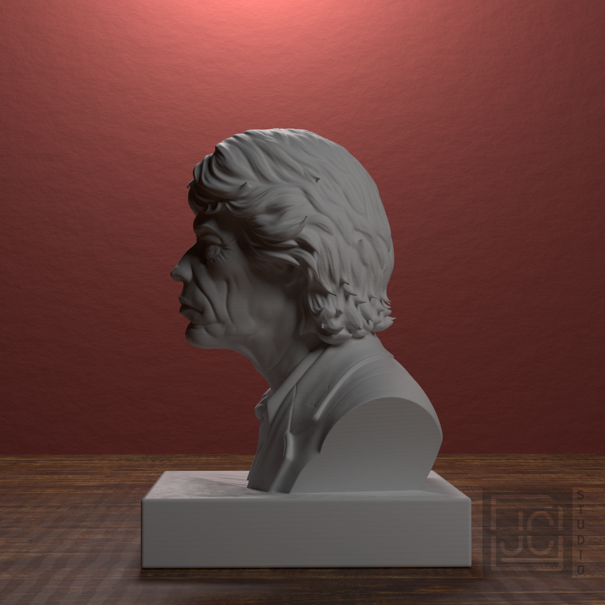 Mick Jagger Bust, library 270 degree view