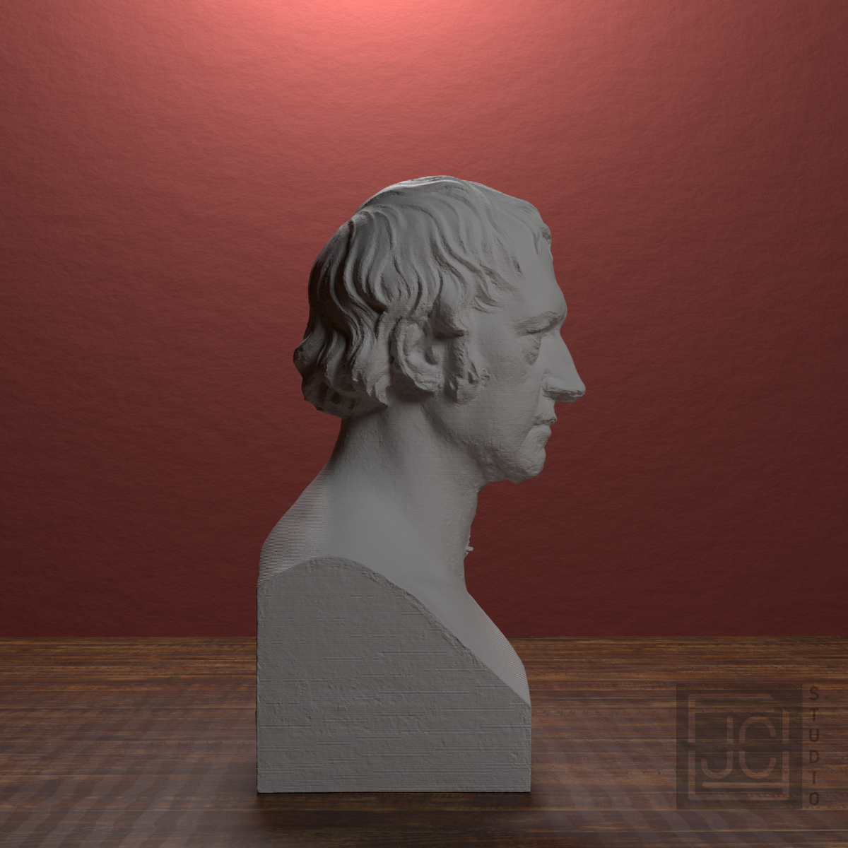 Georg Wilhelm Friedrich Hegel Bust, library 90 degree view