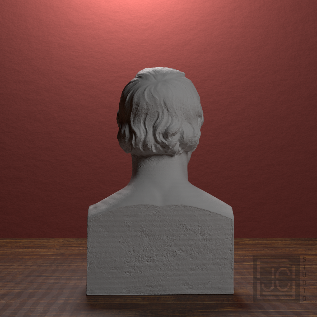 Georg Wilhelm Friedrich Hegel Bust, library 180 degree view