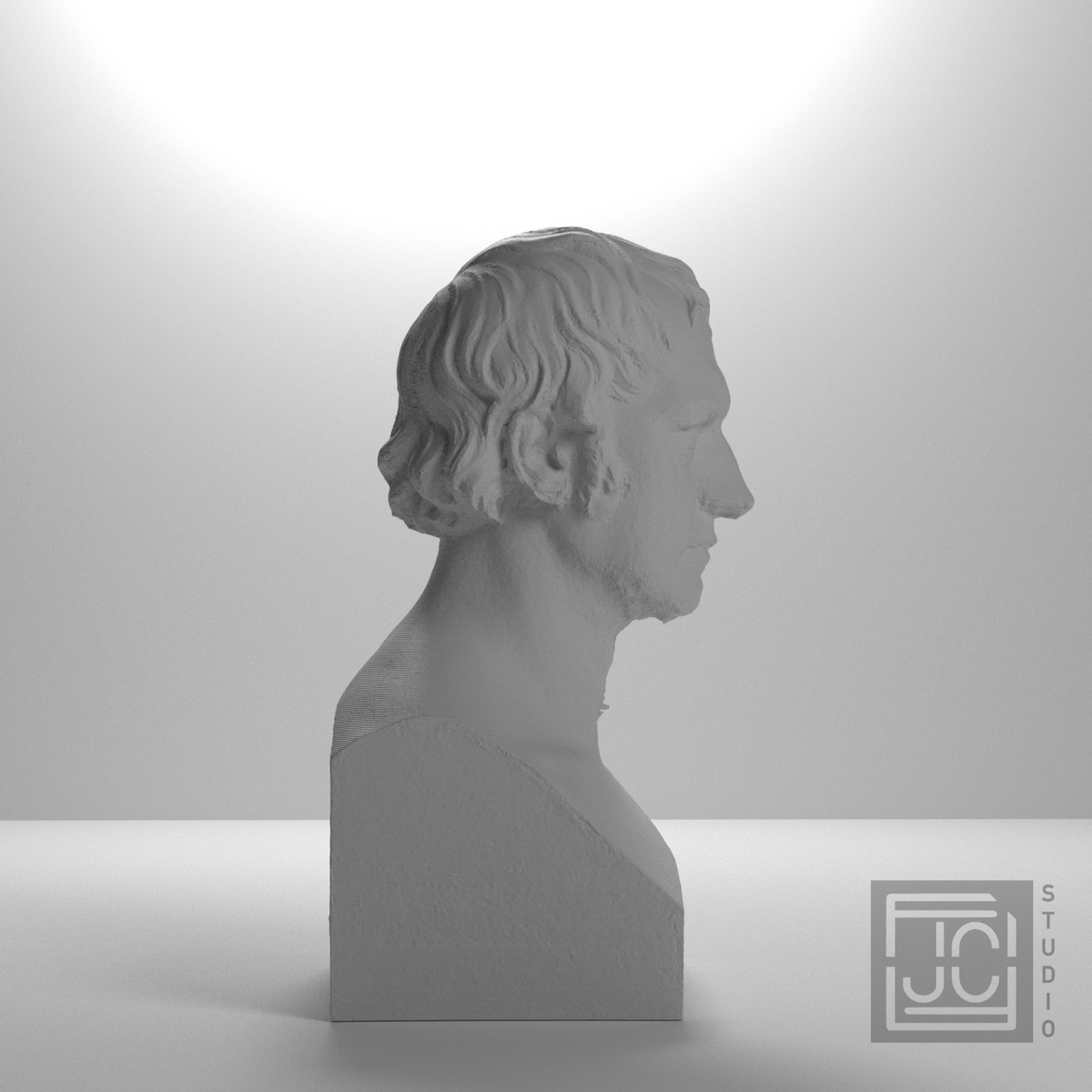 Georg Wilhelm Friedrich Hegel Bust, studio 90 degree view
