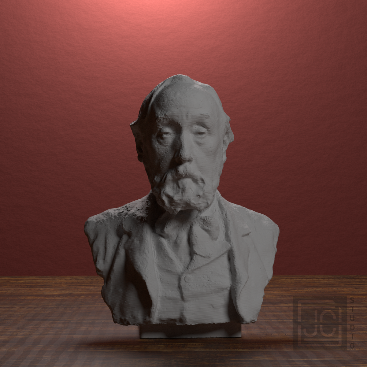 Edgar Degas Bust, library 0 degree view