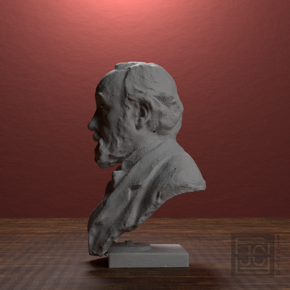 Edgar Degas Bust, library 270 degree view