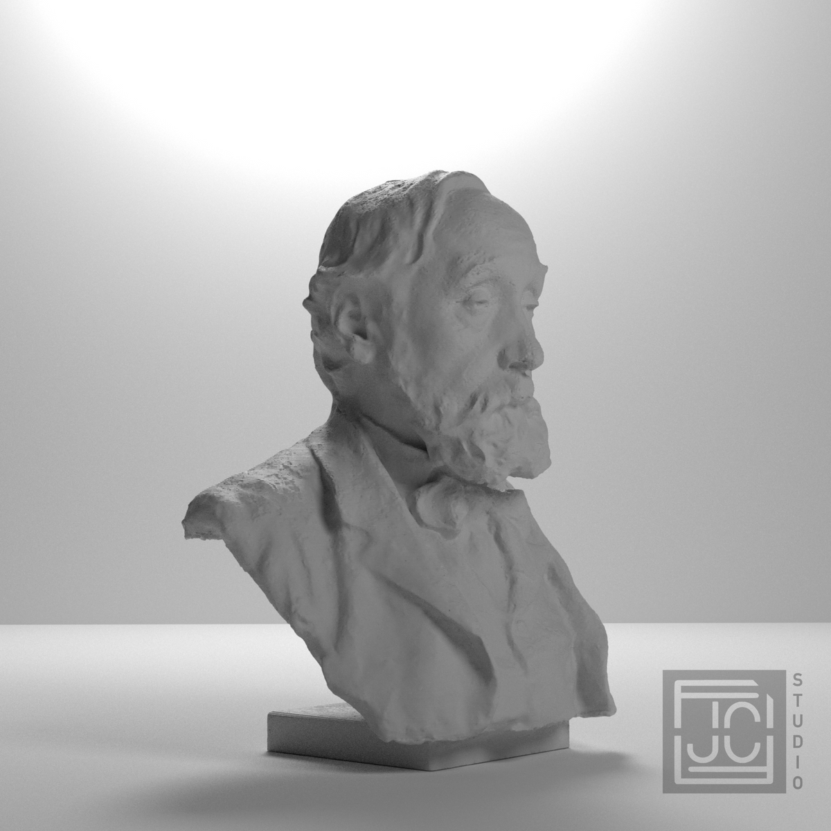 Edgar Degas Bust, studio 45 degree view