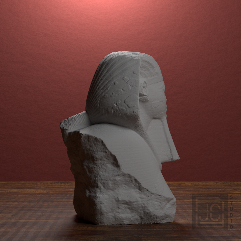 Hatshepsut Sphinx Head and Shoulders, library 90 degree view