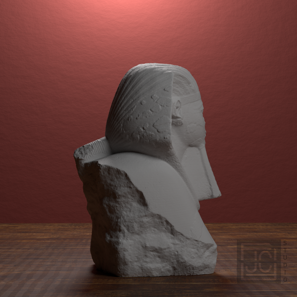 Hatshepsut Sphinx Head and Shoulders, library 90 degree view