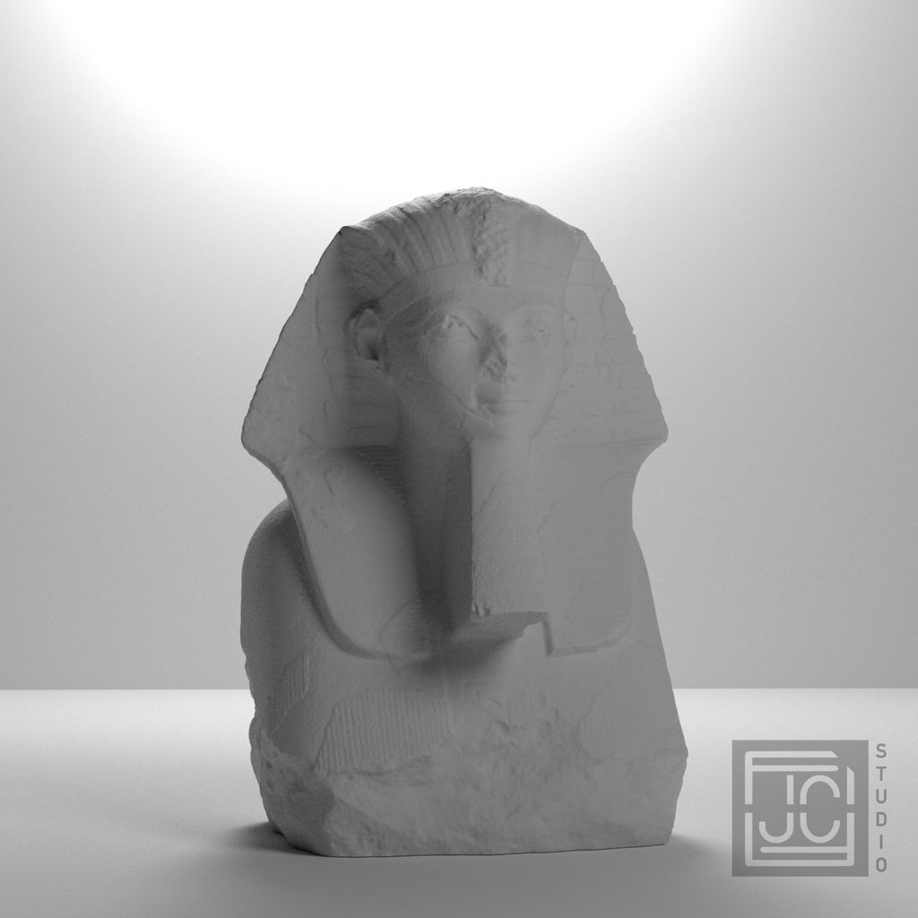 Hatshepsut Sphinx Head and Shoulders, studio 0 degree view