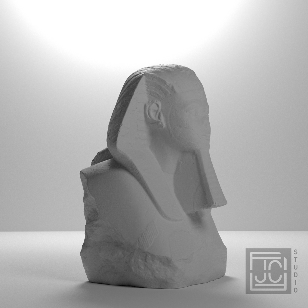 Hatshepsut Sphinx Head and Shoulders, studio 45 degree view