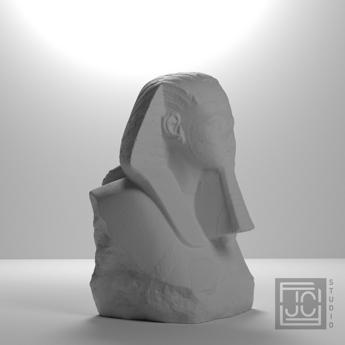 Hatshepsut Sphinx Head and Shoulders, studio 45 degree view