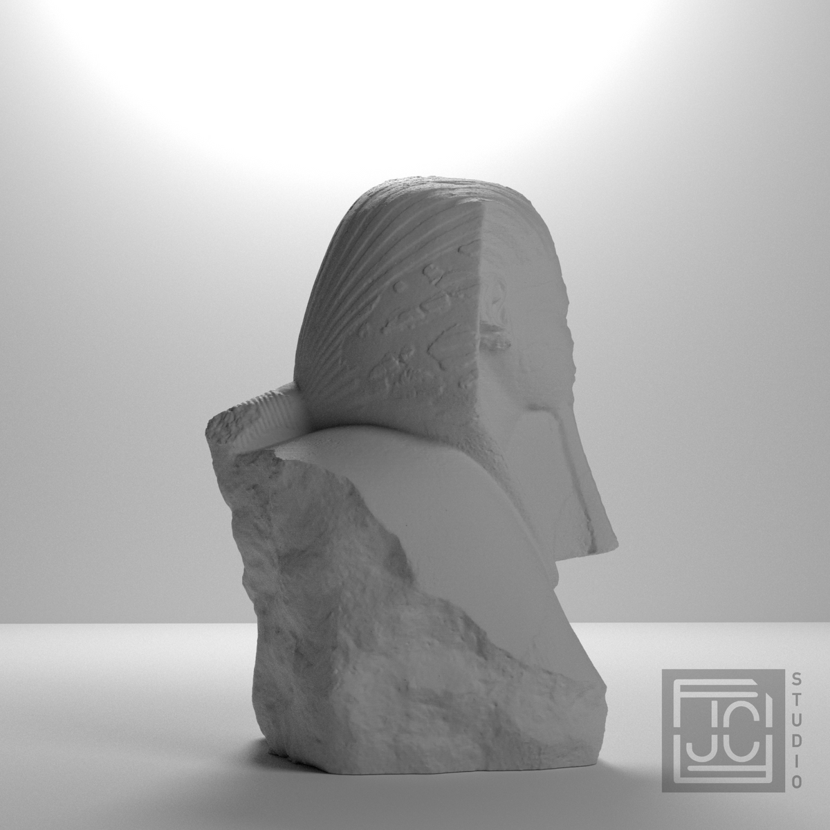 Hatshepsut Sphinx Head and Shoulders, studio 90 degree view
